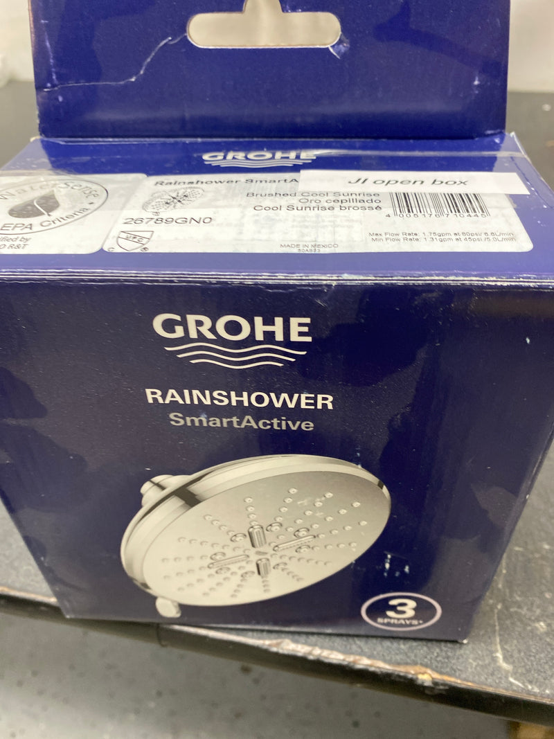 Grohe 26789GN0 Rainshower SmartActive 1.75 GPM Multi Function Shower Head with DreamSpray and EcoJoy Technology - Brushed Cool Sunrise