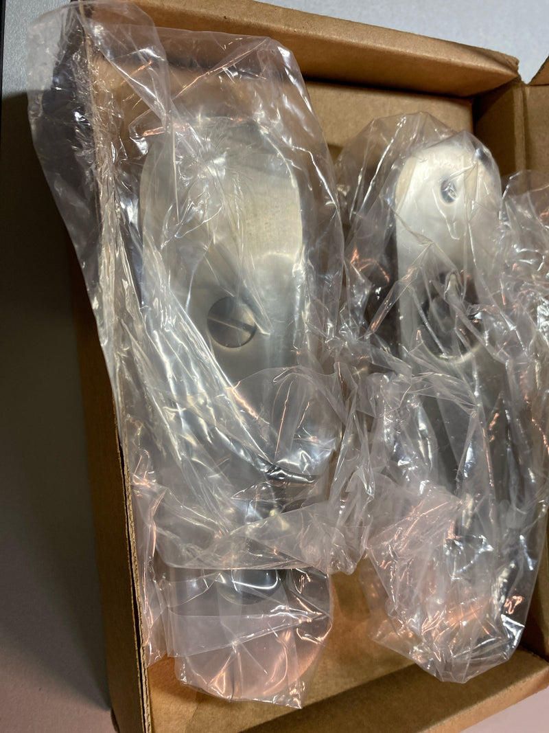 Emtek 2165US15 Narrow Oval 7-1/4" Tall Privacy Pocket Door Lock - Satin Nickel