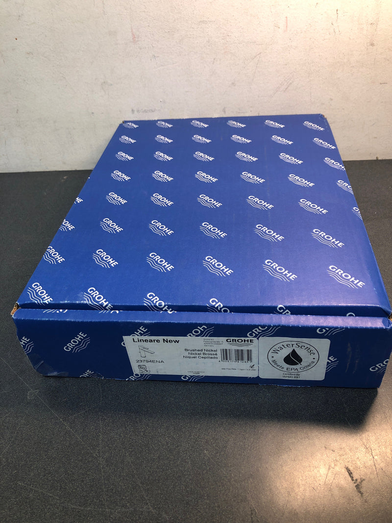 Grohe 23794ENA Lineare 1.2 GPM Single Hole Bathroom Faucet with SilkMove, StarLight, AquaGlide, and QuickFix Technologies - Includes Pop-Up Drain Assembly - Brushed Nickel