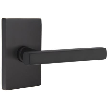 Emtek 5212FRLUS19RH Freestone Right Handed Privacy Door Lever Set with Modern Rectangular Rose from the Urban Modern Collection - Flat Black