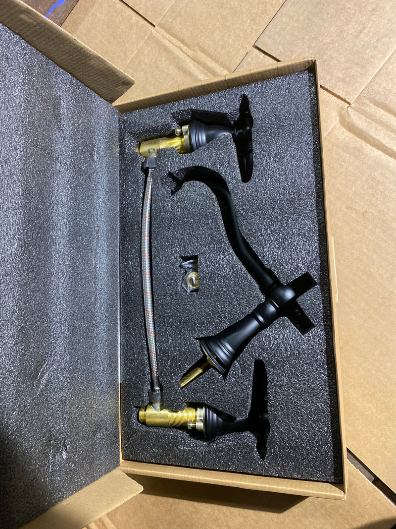 Miseno 113123-BAF-MB Corella 1.2 GPM Widespread Bathroom Faucet - Less Drain - Matte Black