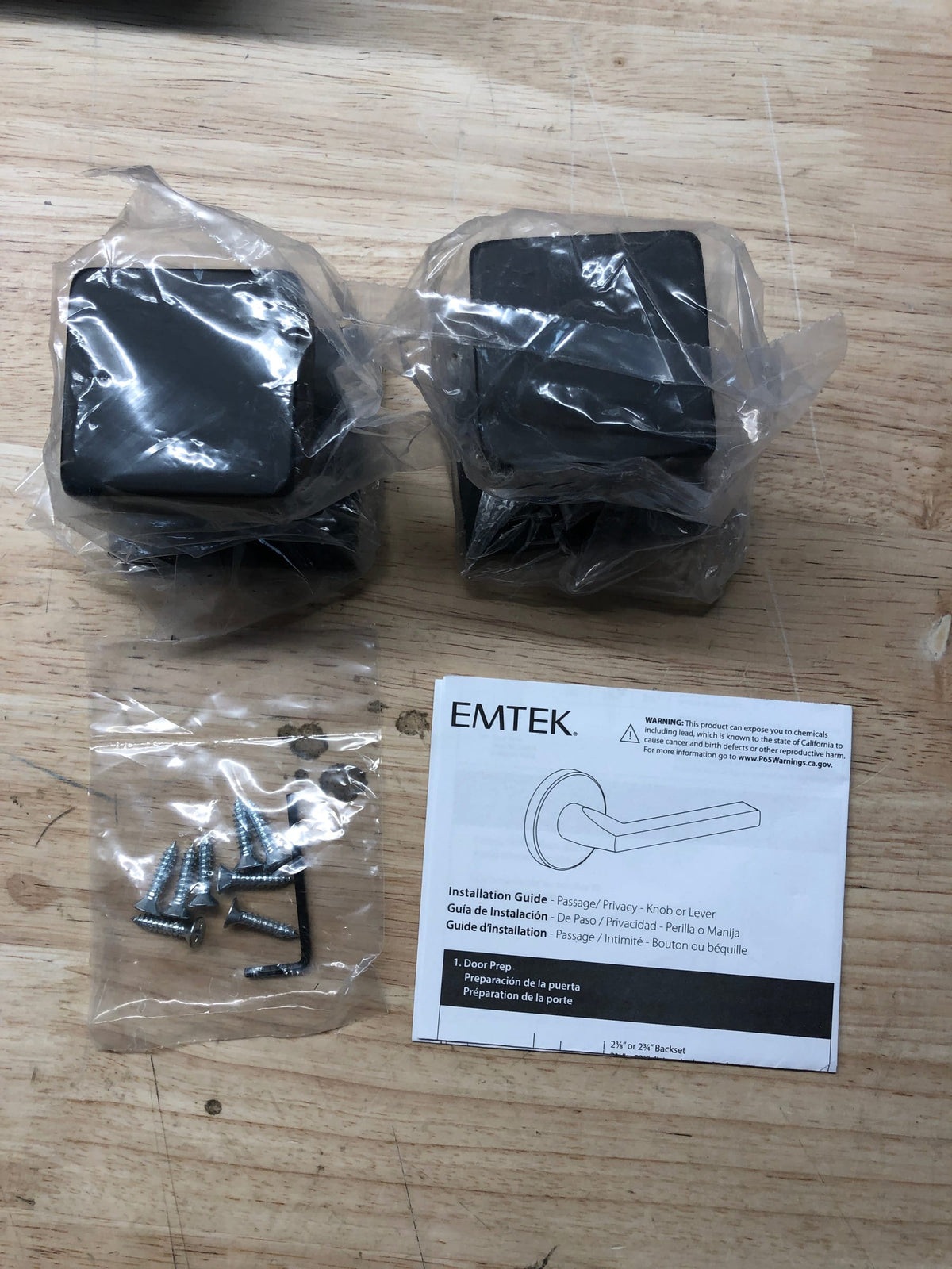 Emtek 5050FRKUS19 Freestone Non-Turning Two-Sided Dummy Door Knob Set with Square Rose from the Urban Modern Collection - Flat Black