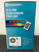 Ecosmart LR431U-7.2X5IR3 32.8 ft. RGB Color Changing Dimmable LED Strip Light with Remote Control