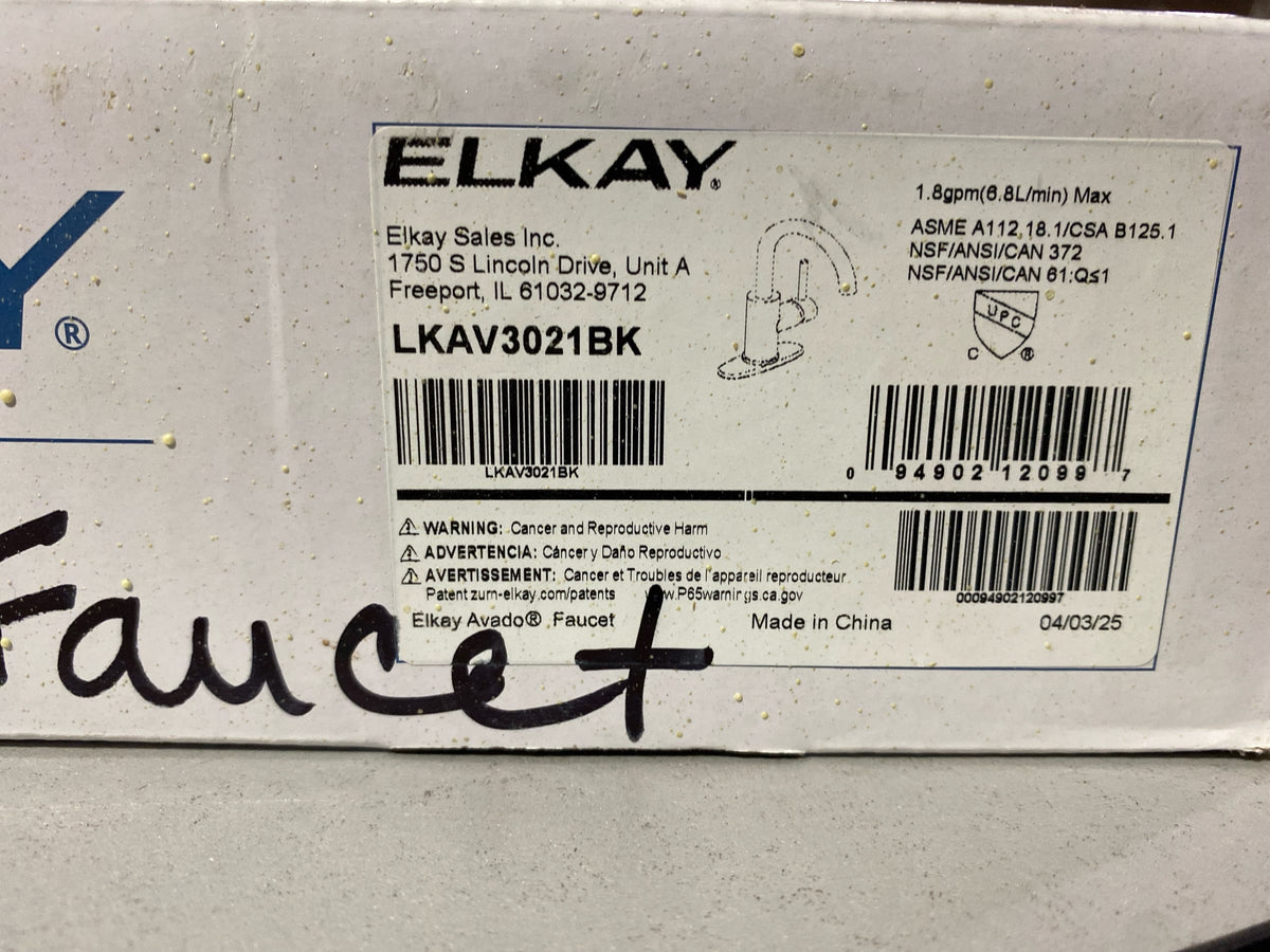 Elkay LKAV3021BK Avado 1.8 GPM Single Hole Bar Faucet - Includes Escutcheon - Black Stainless