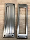 Baldwin 0017056 Magazine Sized Spring Tension Brass Letter Box Plate with Hinged Interior Cover - Lifetime Satin Nickel