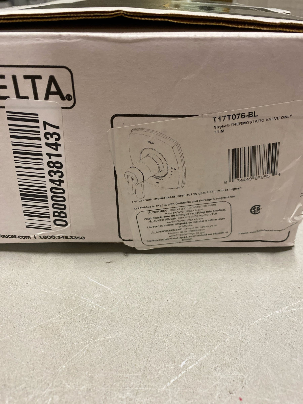 DELTA FAUCET T17T076-BL 17 Thermostatic Valve Only Trim Only, Matte Black