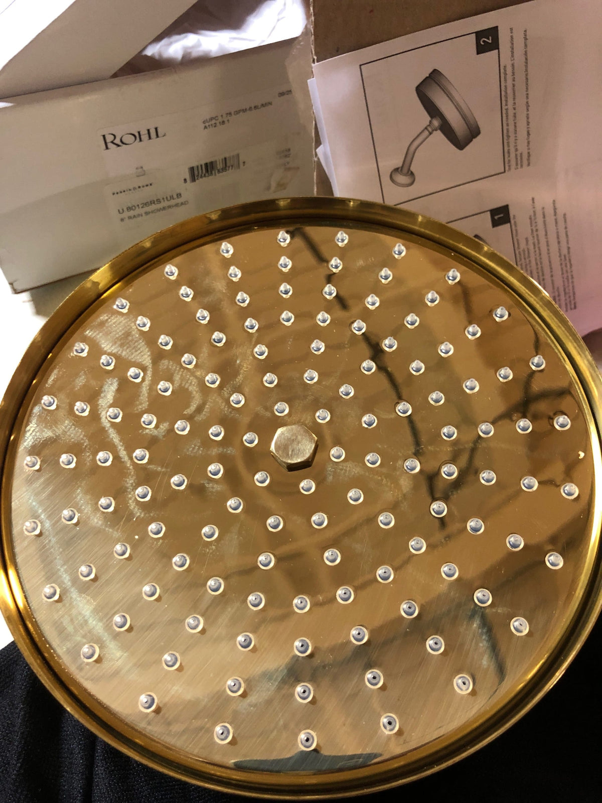 Perrin and Rowe U.80126RS1ULB 1.8 GPM Single Function Shower Head - Unlacquered Brass (Living Finish)