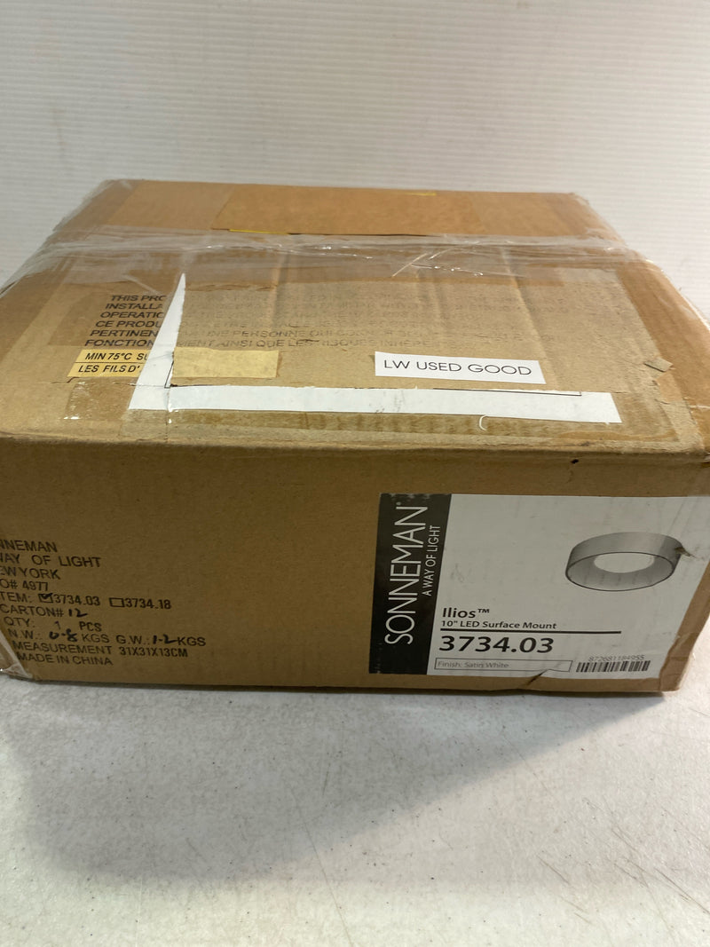 Sonneman 3734.03 Ilios 10" Wide LED Flush Mount Drum Ceiling Fixture - 277 - Satin White