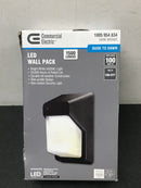 Commercial electric PRWX15-V-PC-4K-BZ 75W Equivalent Integrated LED Bronze Outdoor Wall Pack Over Door Light, 1500 Lumens