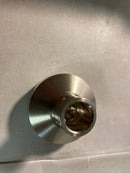 Contemporary Non-Turning One-Sided Surface Mount Dummy Door Knob with Round Rosette from the Reserve Collection - Satin Nickel