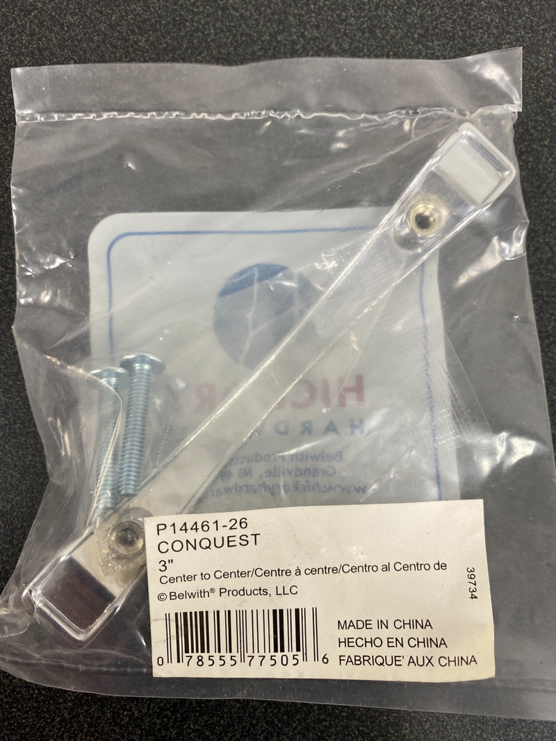 Hickory hardware P14461-26 Conquest 3 in. Center-to-Center Polished Chrome Pull