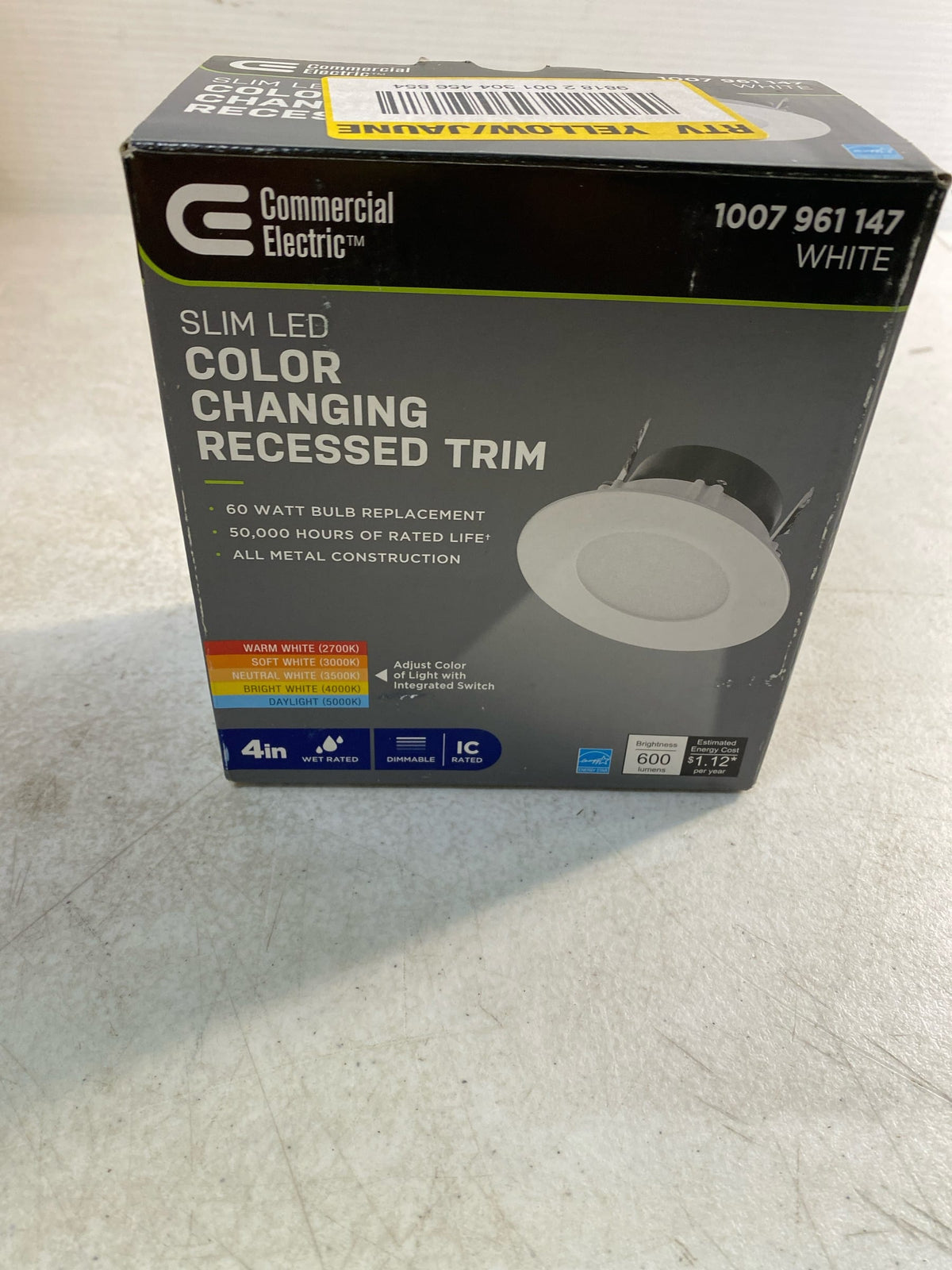 Commercial Electric Integrated LED 4-inch Retro Fit Selectable Color Recessed Light, White, Energy Star Certified, Title 20, Wet Rated 92011