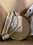 Globe Electric 65907 52" Floor Lamp, Light Faux Wood, White Pattern Shade, On/Off Rotary Switch on Socket