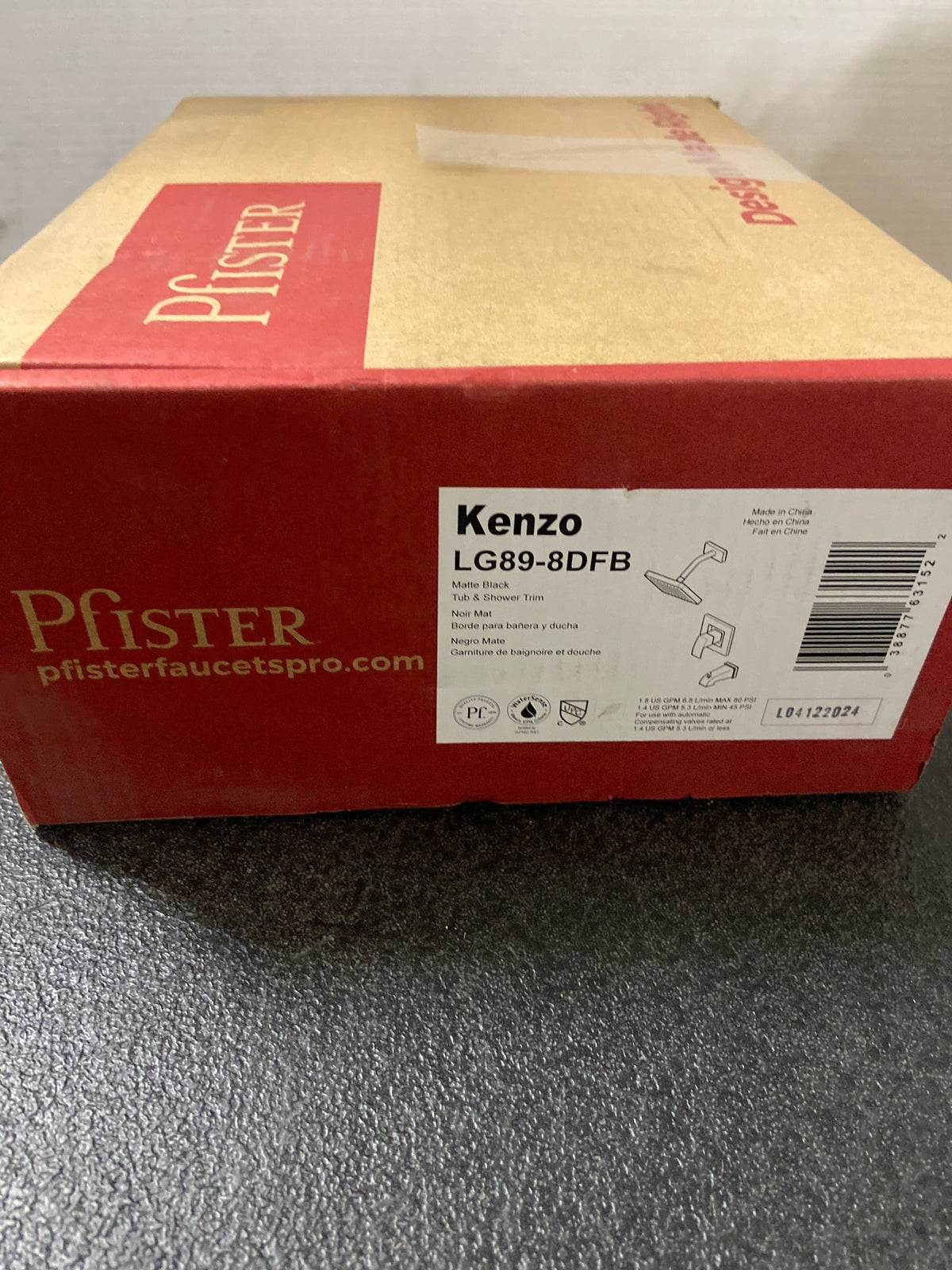Pfister LG89-8DFB Kenzo Tub and Shower Trim Package Single Handle Pressure Balanced with Raincan Shower Head - Matte Black