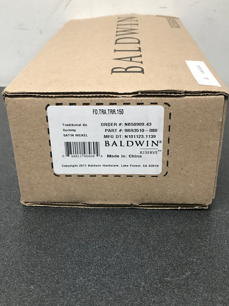 Baldwin FDTRATRR150 Traditional Non-Turning Two-Sided Dummy Door Knob Set with Round Rose - Satin Nickel