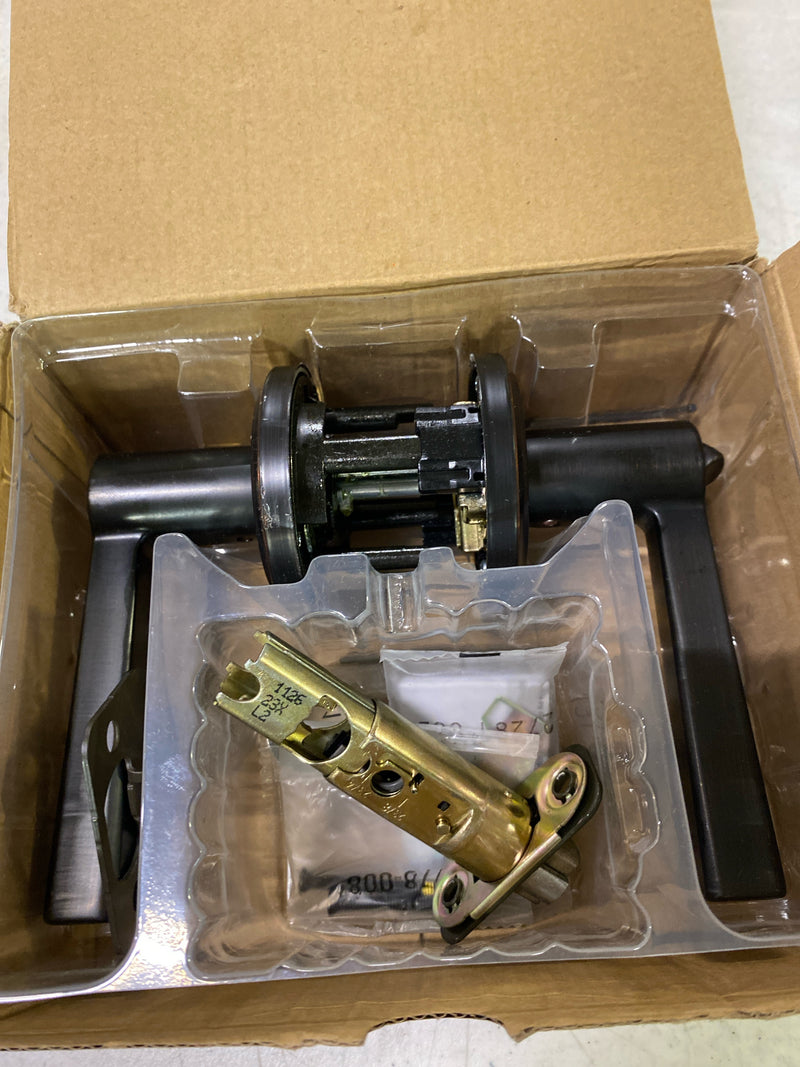 Kwikset 740TDL-11PS Trafford Single Cylinder Keyed Entry Door Lever Set with Round Rose and SmartKey - Venetian Bronze