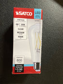 Satco 8W ST19 LED Clear Light Bulb, Cool White, E26 Base, 6 Pack