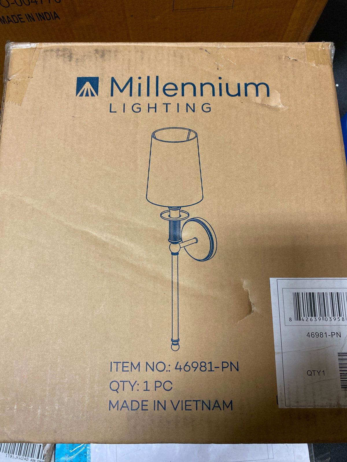 Millennium Lighting 46981-PN 20" Tall Wall Sconce with Tapered Fabric Shade - Polished Nickel