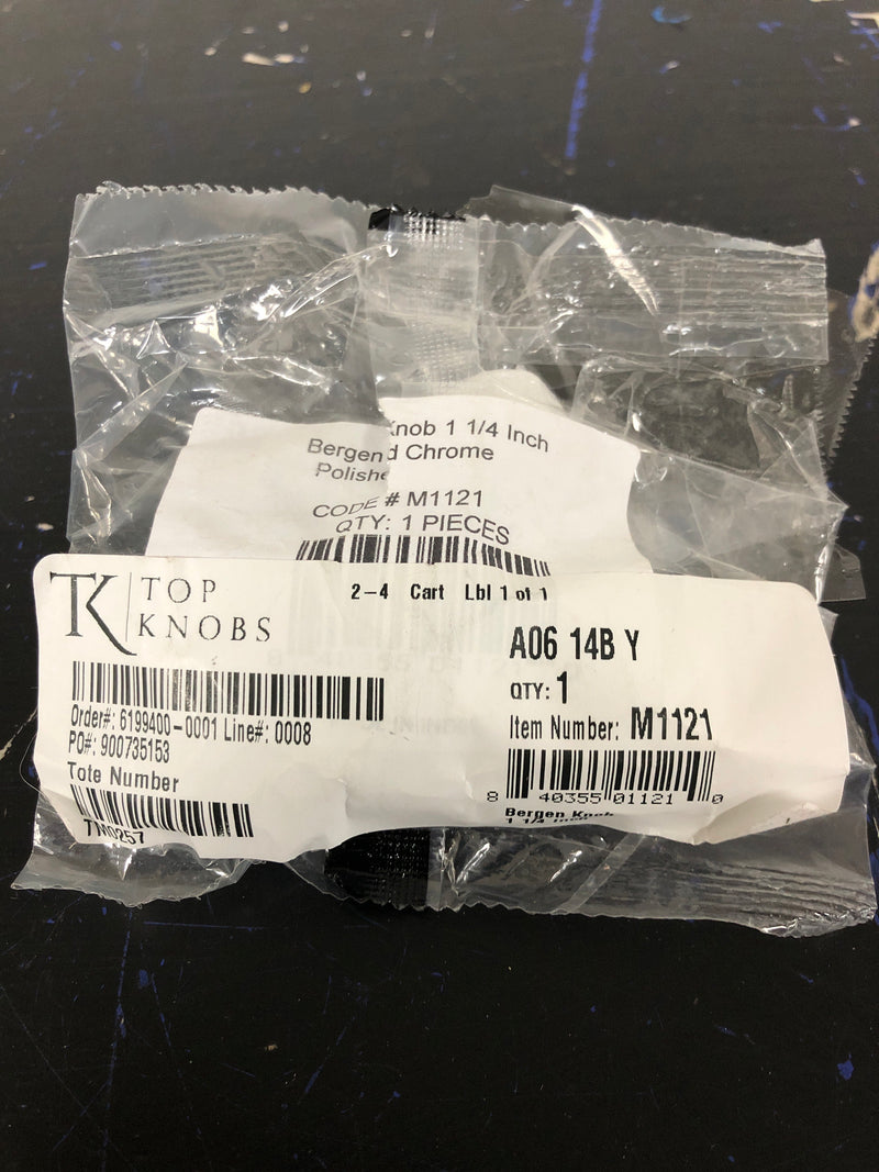 Top Knobs M1121 Bergen 1-1/4 Inch Mushroom Cabinet Knob from the Dakota Collection - Polished Chrome
