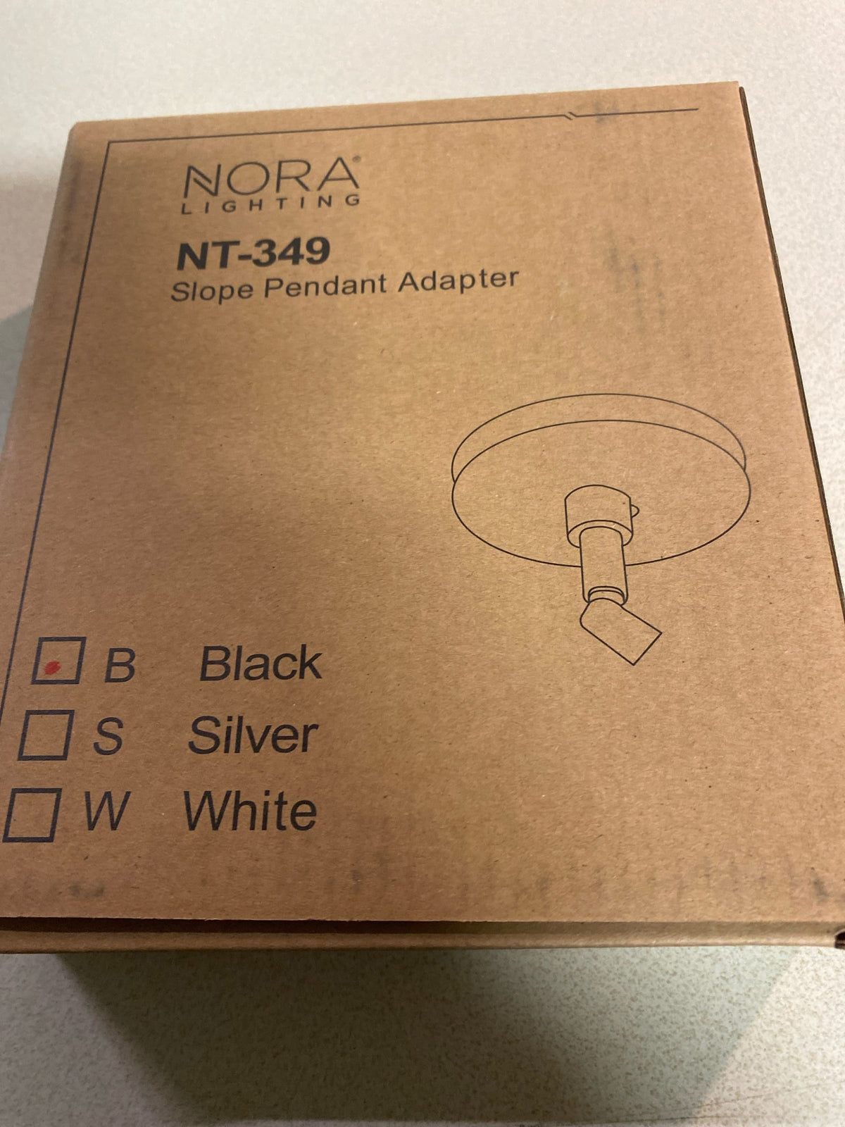 Nora Track Light NT-349B - Black - Slope Pendant Adapter - Single or Dual Circuit - Compatible with Halo Track