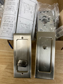 Emtek 2115US15158 Modern Rectangular 7-1/4 Inch Privacy Mortise Pocket Door Lock for 1-5/8" Thick Doors - Satin Nickel