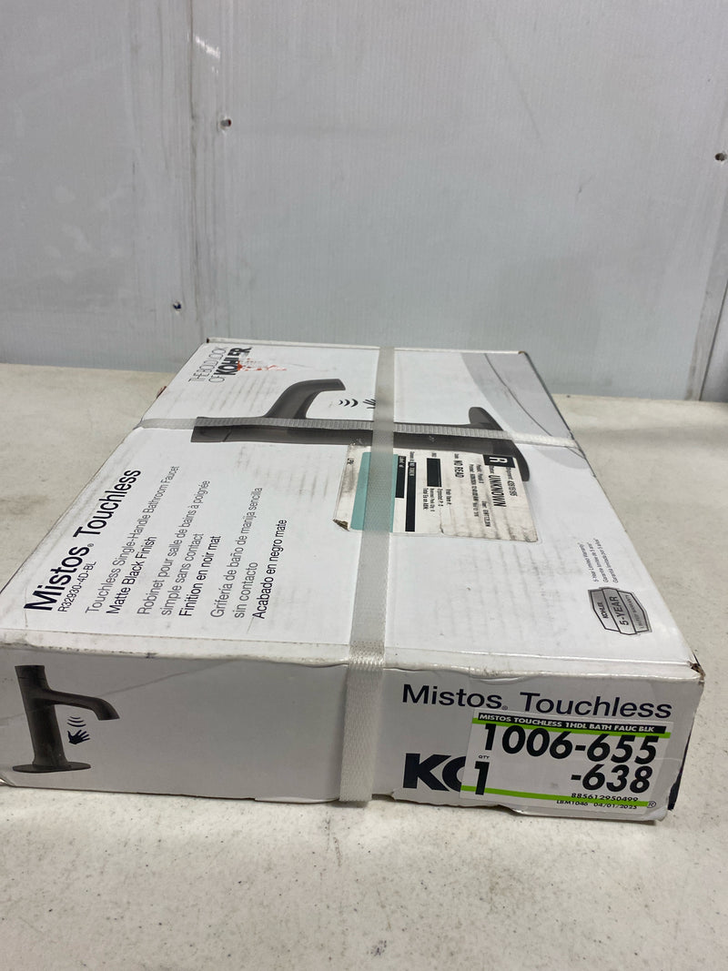 Kohler K-R32930-4D-BL Mistos Battery Powered Touchless Single Hole Bathroom Faucet in Matte Black