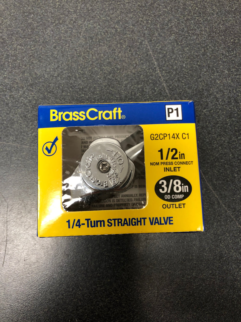 Brasscraft mfg co inc G2CP14X C1 1/2 in. Press Connect Inlet x 3/8 in. Compression Outlet 1/4 Turn Straight Valve