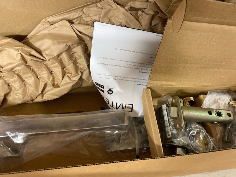 Emtek EMP24820MDCUS26 Baden Sectional Keyed Entry Single Cylinder Handleset with Modern Disc Interior Knob and Empowered 2 Upgrade - Polished Chrome