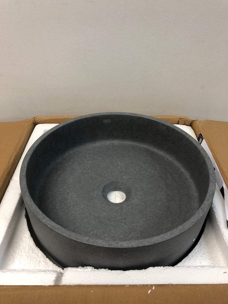 Vigo VG04061 Concreto Stone 15" Circular Concrete Vessel Bathroom Sink - Gray