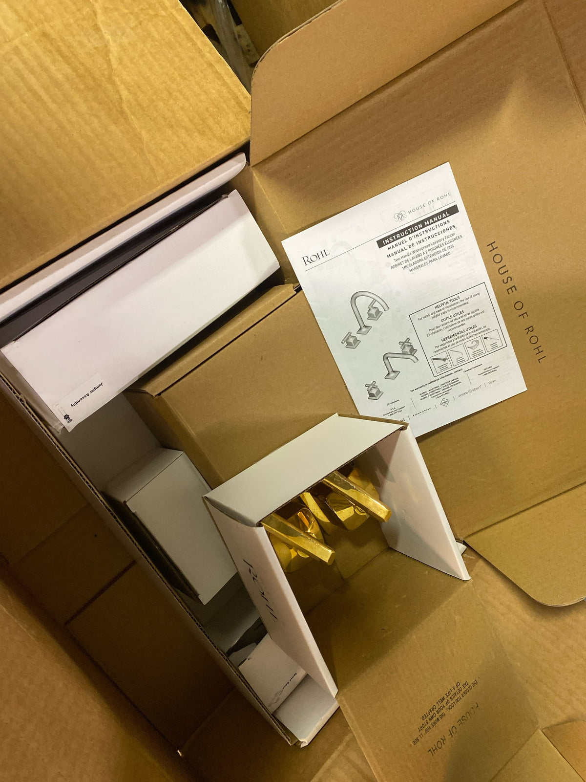 Rohl AP08D3LMULB Apothecary 1.2 GPM Widespread Bathroom Faucet with Pop-Up Drain Assembly - Unlacquered Brass (Living Finish)
