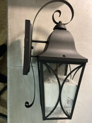 The Great Outdoors 73352-757 Cardigan 2 Light 21" Tall Outdoor Wall Sconce with Clear Glass Shade - Sand Coal Black / Olden Brass