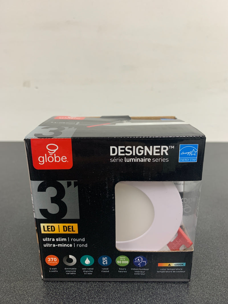 Globe electric 91245 Designer Series Ultra Slim 3 in. White Integrated LED Recessed Kit