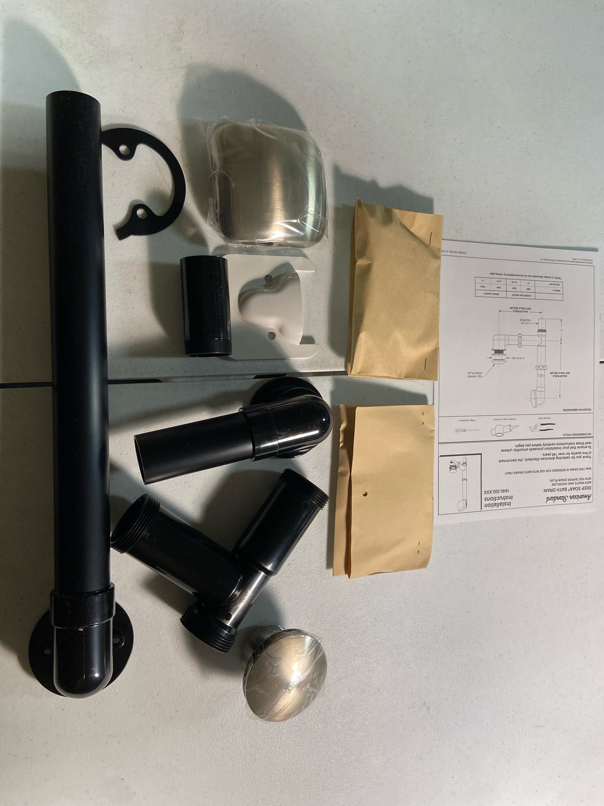 American Standard 1640305.295 Deep Soak Toe-Tap Tub Drain Assembly with Overflow - Brushed Nickel