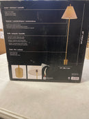 GLOBE Electric 61000060 60" Floor Lamp, Matte Brass Finish, Beige Linen Shade, Heavy Weighted Base, Rotary Switch on Shade, Modern Standing Light for Living Room, Home Office Accessories