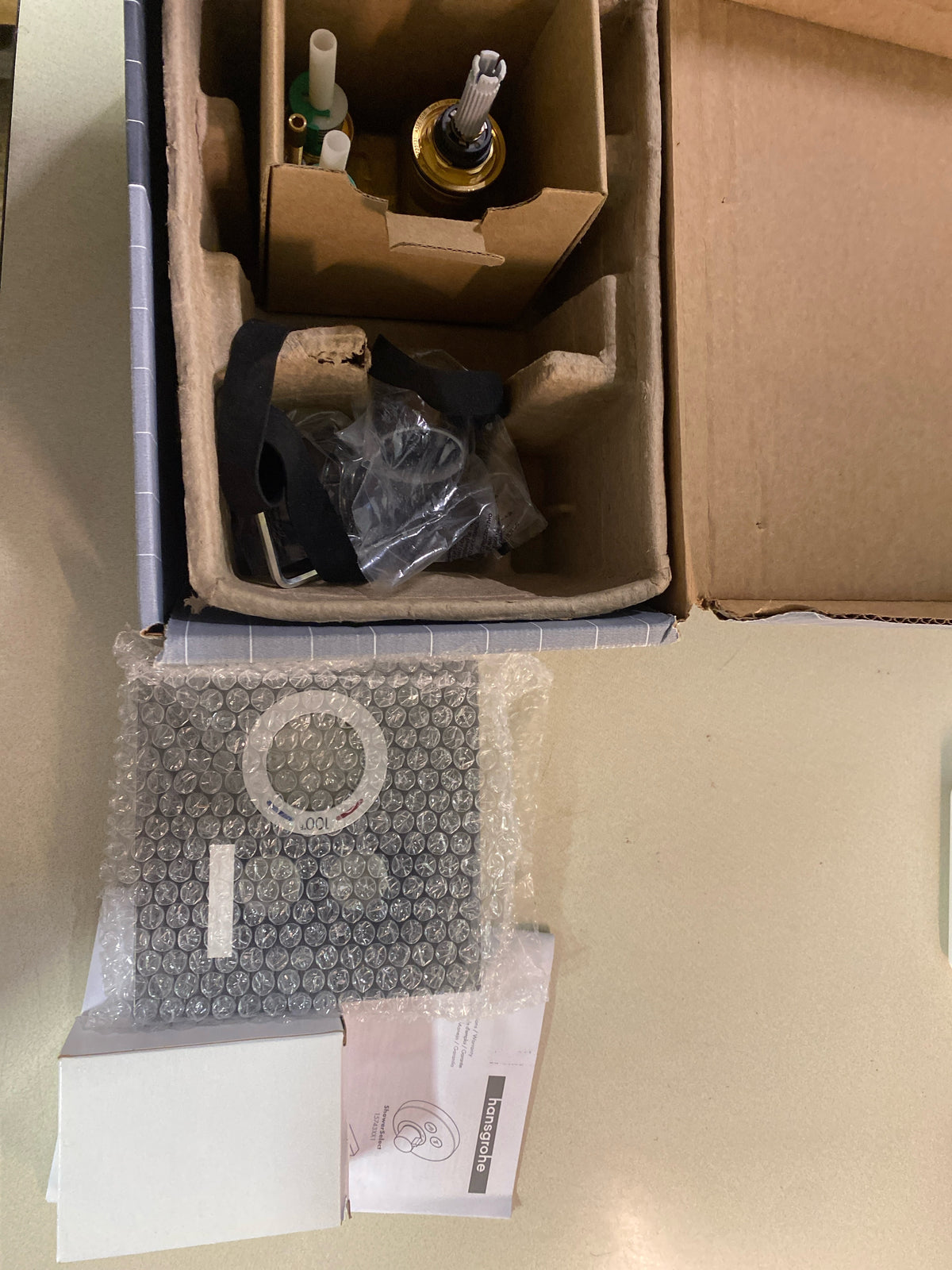 Hansgrohe 15763341 ShowerSelect Square Thermostatic Valve Trim with On/Off Select Push Button for 2 Distinct Functions - Less Rough In - Brushed Black Chrome