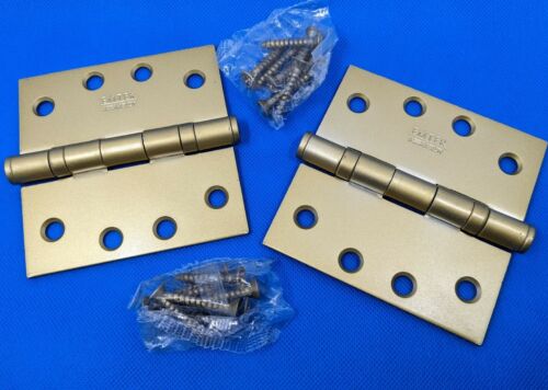 Emtek 940144 4x4 Inch Ball Bearing Steel Hinges in Satin Brass. Pack of 2 
