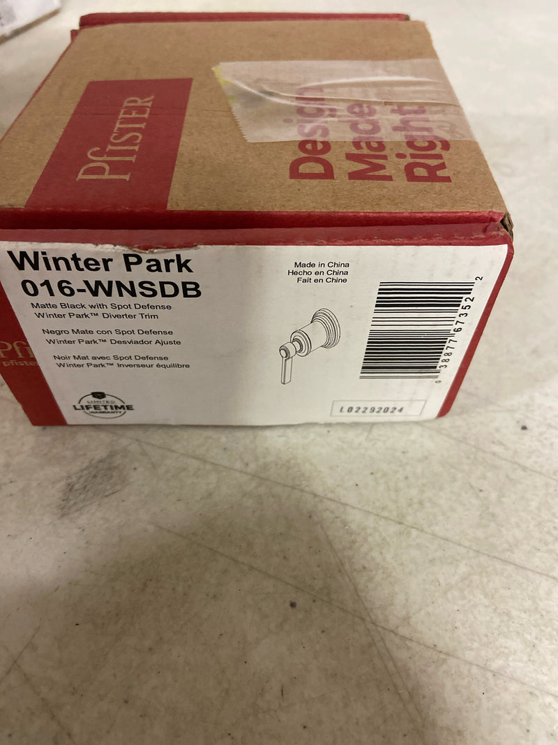 Pfister 016-WN Winter Park Single Handle 3 or 6 Function Diverter Valve Trim - Less Valve - Spot Defense Black