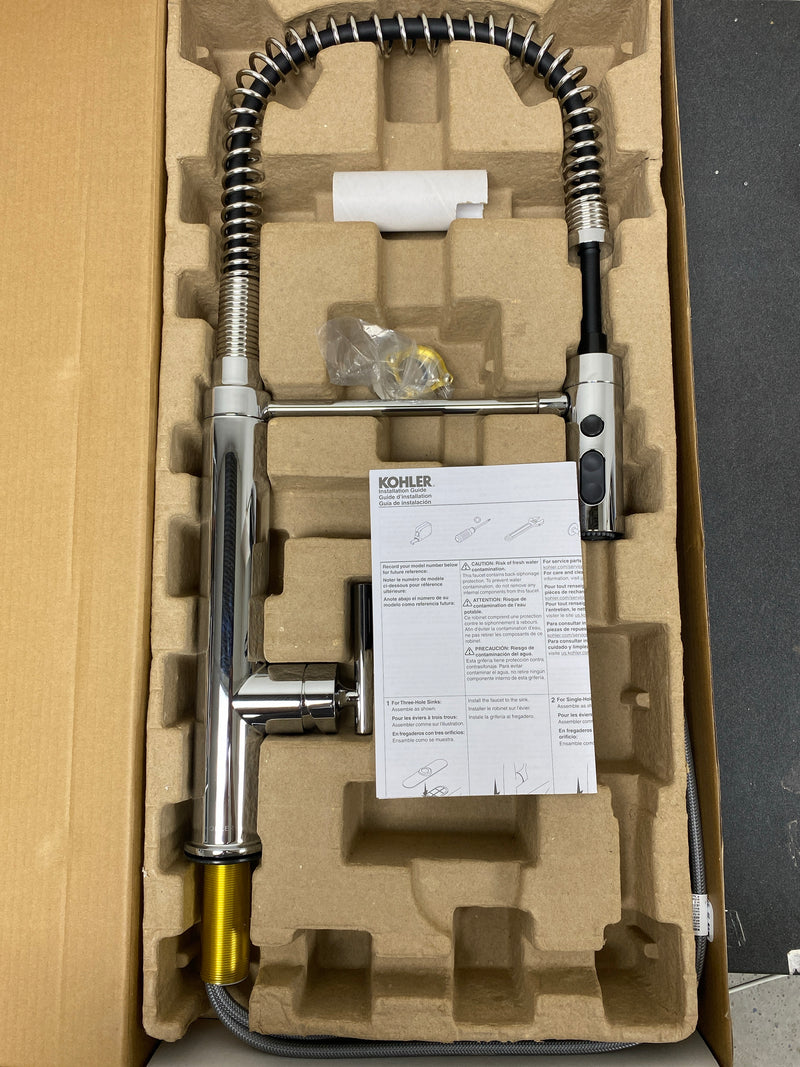 Kohler K-24982-CP Purist 1.5 GPM Single Hole Pre-Rinse Kitchen Faucet with Sweep Spray, DockNetik, and MasterClean Technologies - Polished Chrome