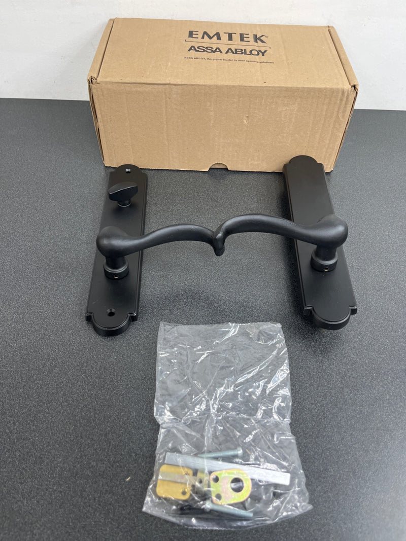 Emtek 1323US19 Sandcast Bronze Door Configuration 3 Thumbturn Multi Point Arched Trim Lever Set with American Cylinder Above Handle - Flat Black