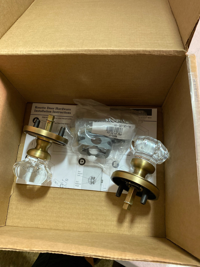 Grandeur Solchm_Psg_238 Soleil Solid Brass Rose Passage Door Knob Set - Brass