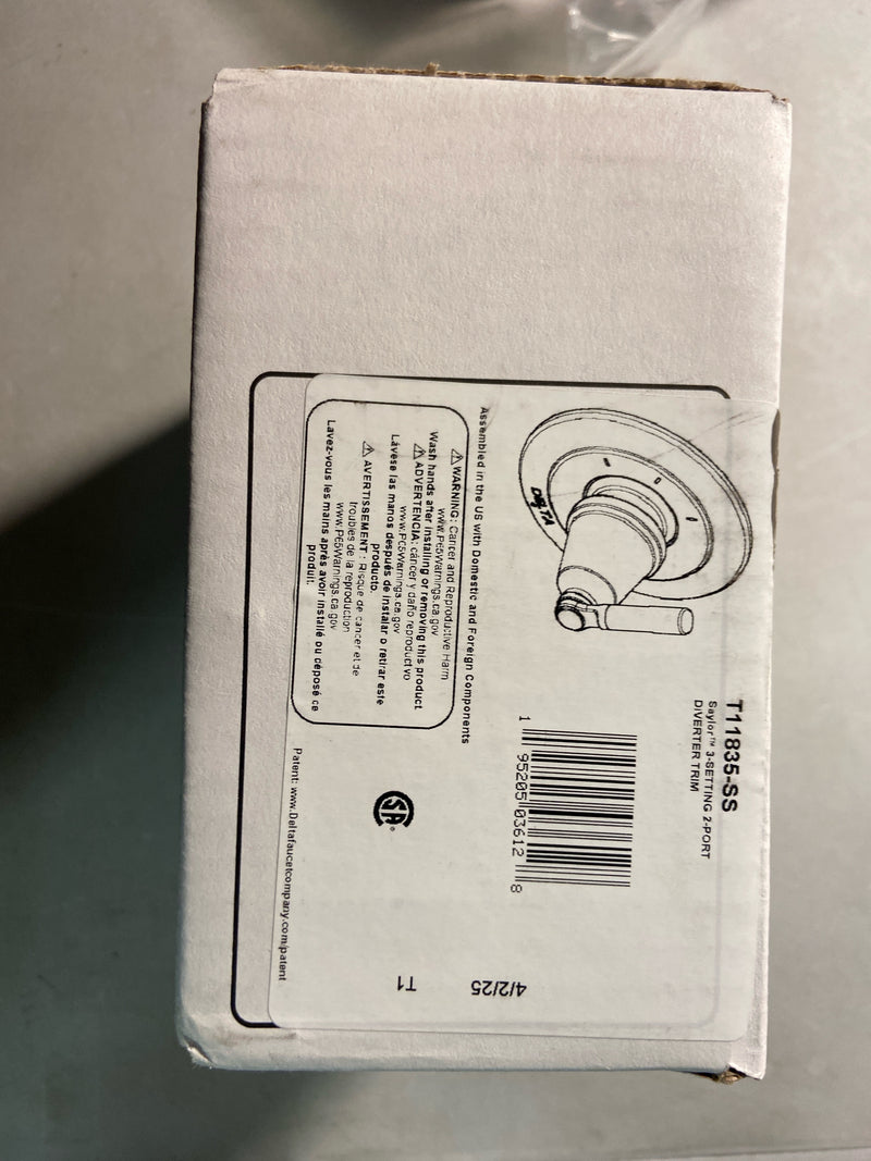 Delta T11835-SS Saylor Three Function Diverter Valve Trim Less Rough-In Valve - Two Independent Positions, One Shared Position - Brilliance Stainless
