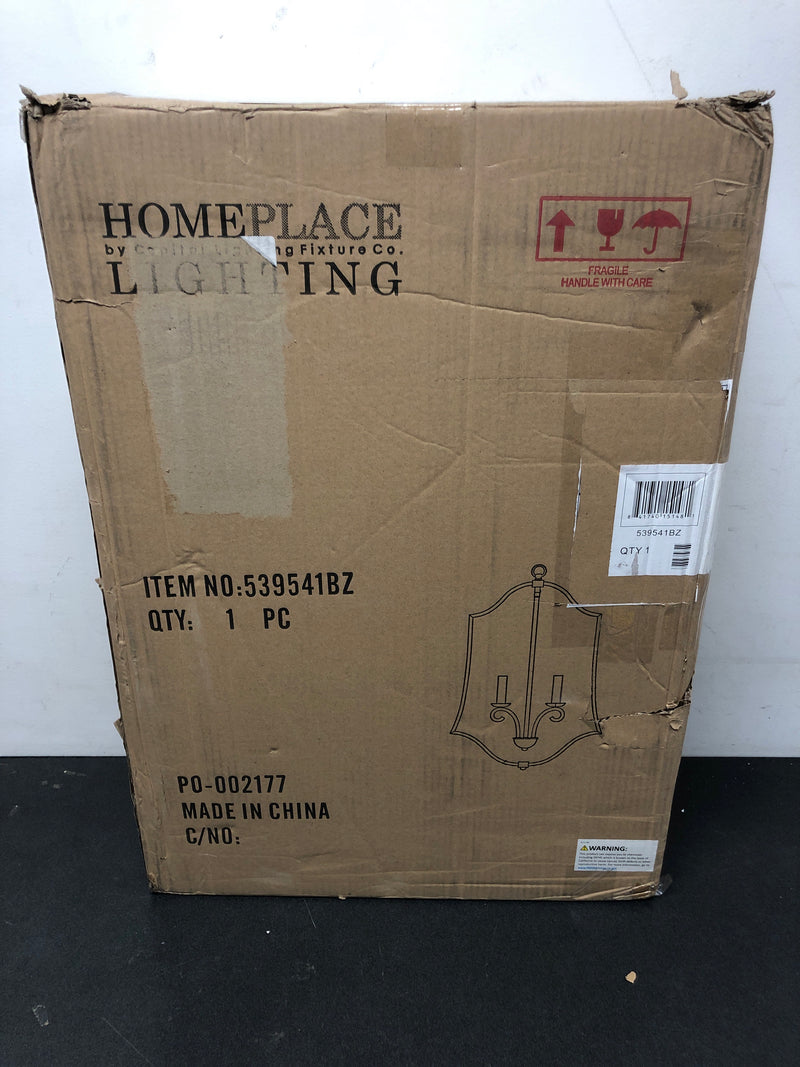 HomePlace Lighting 539541BZ Cameron European Inspired Open Frame Candle Foyer Pendant Light, 4-Light 240 Total Watts, 27" H x 18" W, Bronze