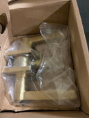 Emtek 512HLOUS4 RH Sq. Rosette Helios Single Cylinder Keyed Entry Door Lever Set - Satin Brass