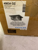Kichler 49834OZ Beacon Square 2-Light Olde Bronze Outdoor Porch Ceiling Flush Mount Light with Clear Hammered Glass (1-Pack)