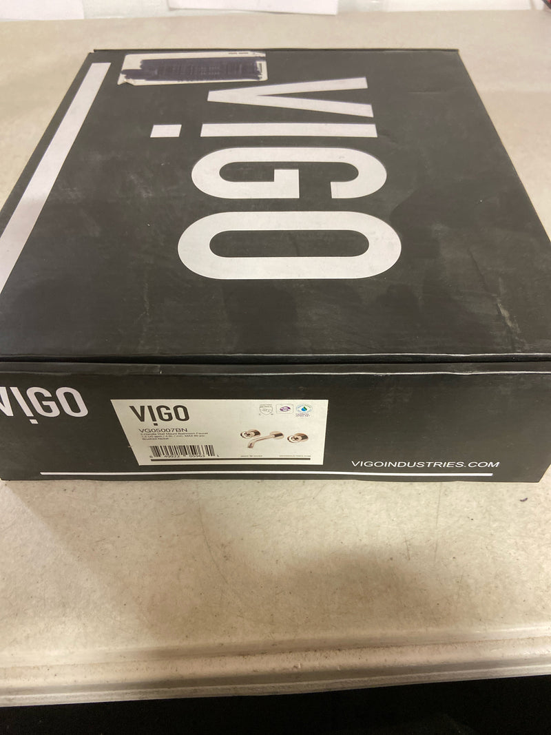 Vigo VG05007BN Cass 1.2 GPM 3" H Double Handle Wall Mounted Widespread Bathroom Faucet - Brushed Nickel