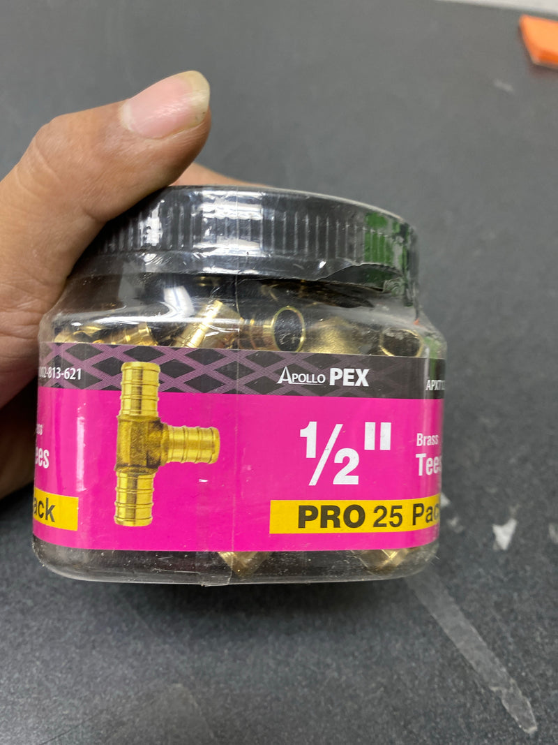 Apollo APXT1225JR 1/2 in. Brass PEX-B Barb Tee Pro Pack (25 Pack)