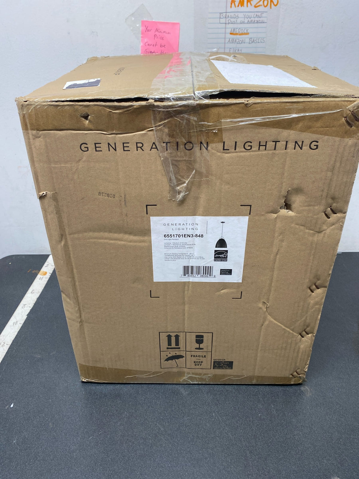 Generation lighting 6551701EN3-848 Norman 1-Light Satin Brass Modern Industrial Hanging Pendant with Black Metal Shade and Dimmable LED Bulb