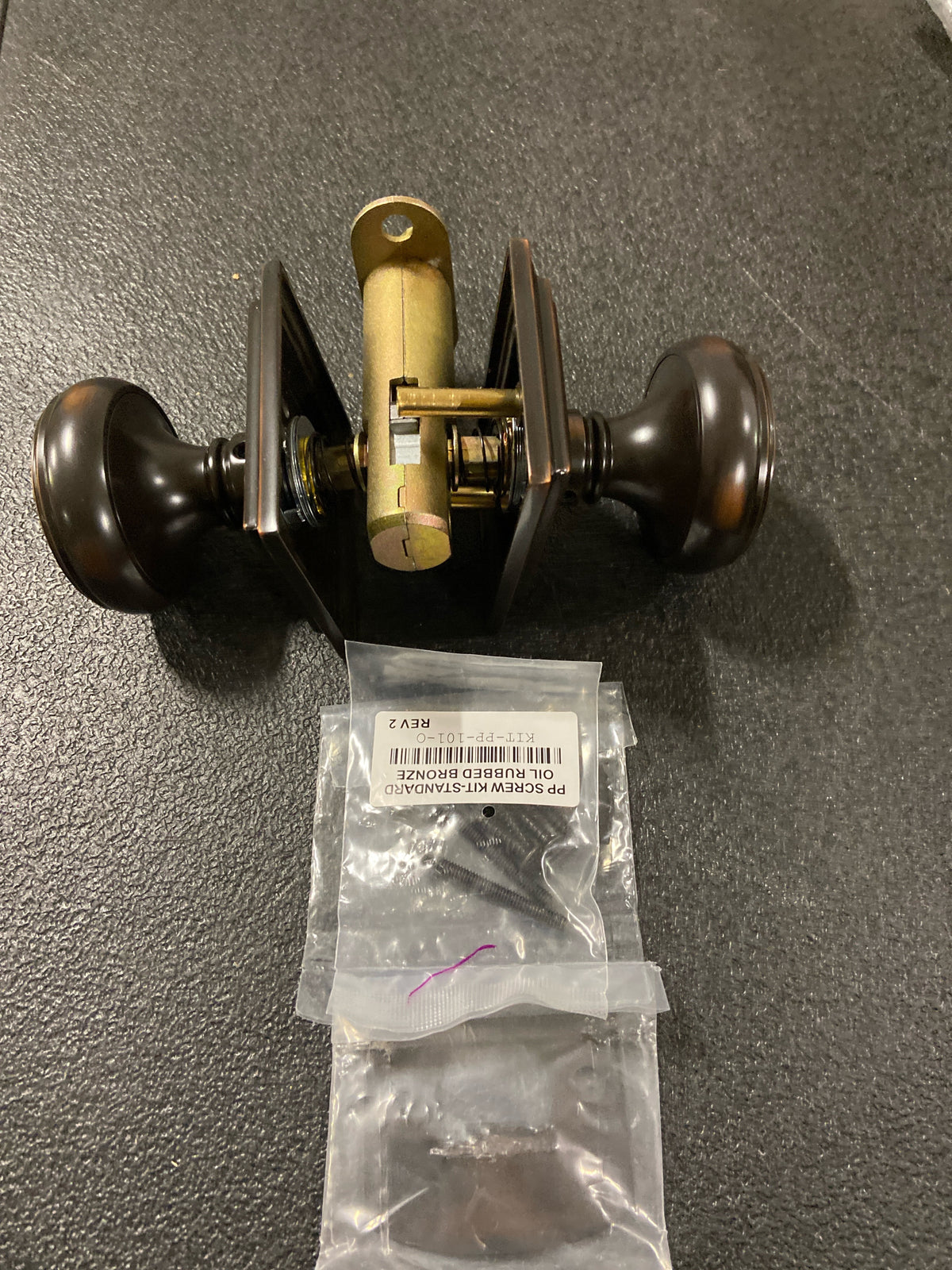 Emtek 8161NWUS10B Norwich Passage Door Knob Set with Wilshire Rose from the Brass Classic Collection - Oil Rubbed Bronze