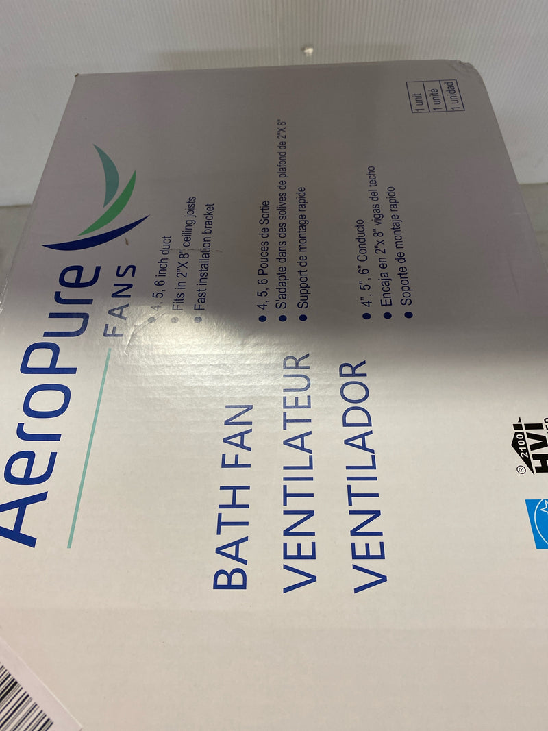 Aero Pure ABF80 L5 SN Designer Series 80 CFM 0.3 Sone Ceiling Mounted Energy Star Certified Bath Fan with LED Lighting and Square on Square Design - Satin Nickel