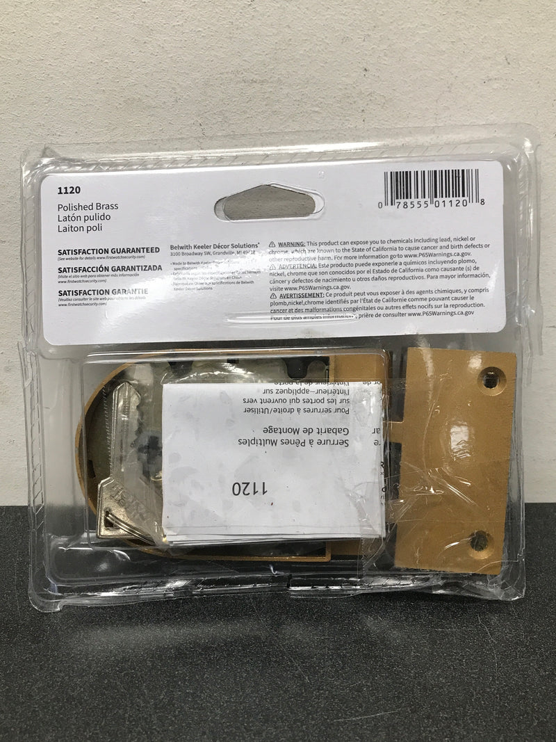 First Watch 1120 Single Cylinder Interlocking Deadbolt with Tamper-Resistant Shutter Guard - Polished Brass